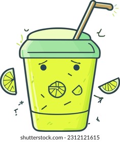 A charming and animated lemonade in a bottle, promising a burst of citrusy goodness in vibrant vector form.