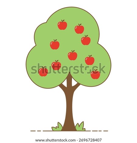Charming apple tree depiction, notable for its clean silhouette style.