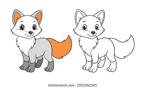 Charming Arctic Fox Coloring Art Design