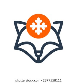 Charmanter arktischer Fox Winter Landschaft Vektorsymbol Illustration