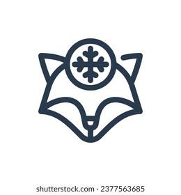 Charming Arctic Fox Winter Landscape Vector Icon Illustration