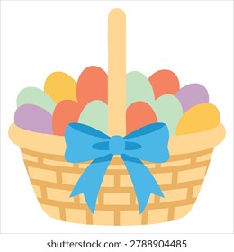 Charming artistic rendering showing eggs bow tie basket placed upon a clean white surface
