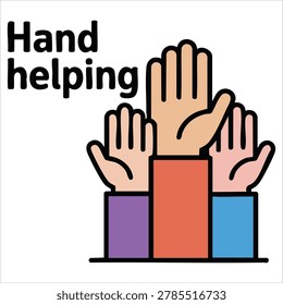 Charming artistic rendering showing helping hands backdrop on an isolated bright white background