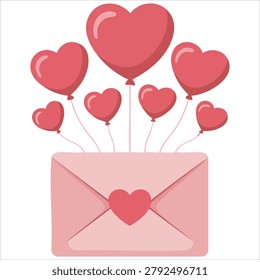 Charming artistic rendering showing soft pink envelope affection letter valentines day card love envelope soft pink anniversary card isolated on a clear white surface area