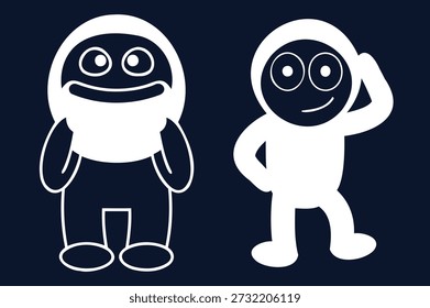 Charmante Astronauten Charaktere Vektorgrafik - Niedliche Raum-Entdecker für Kinder Designs und spielerische Branding-Konzepte