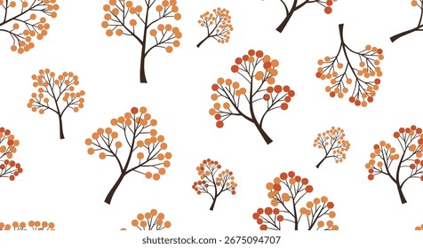 Charmoso padrão do ramo outonal com frutos abundantes e folhas em tons terra