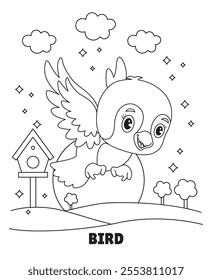 Charming Baby Bird Gracefully Flying Across a Stunning, Vibrant Natural Landscape