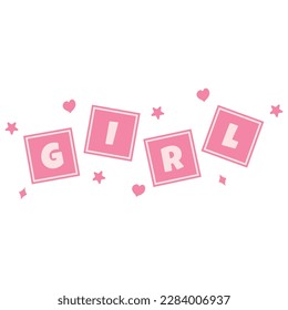 Charming Baby Girl Blocks. Baby Shower Design. Vector illustration