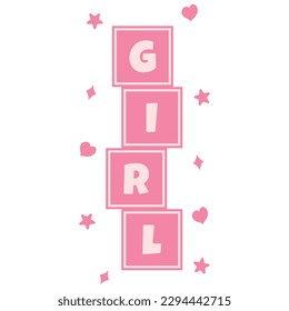 Charming Baby Girl Blocks. Baby Shower Design. Vector illustration