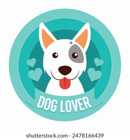 A charming badge for dog lovers, designed in cartoon style expressing affection and cuteness