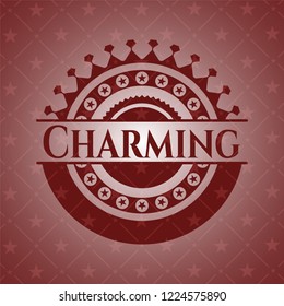 Charming badge with red background