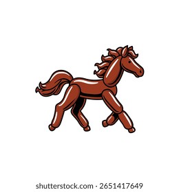A charming balloon animal horse in brown, ideal for children's parties and festive celebrations, bringing joy and creativity to any event with its playful design.