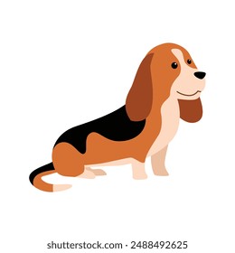 Charming Basset Hound Dog Vector Illustration