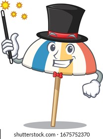 Charming beach umbrella cartoon design performance as a Magician style