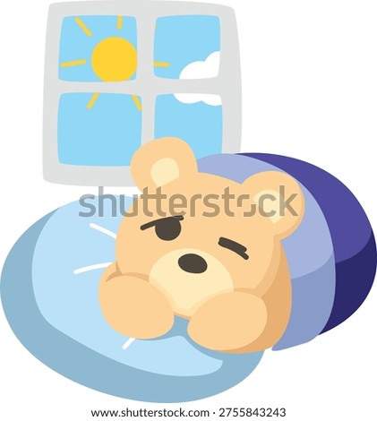 Charming bear character stretching and waking up with a fresh morning vibe. Ideal for daily routine themes, positivity, and lifestyle visuals.