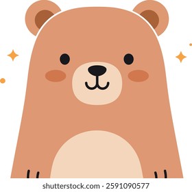 A charming bear with a simple design, showcasing a joyful demeanor and soft colors, perfect for childrens illustrations or playful designs.