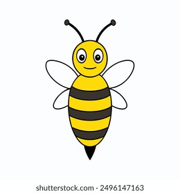 Charming bee vector icon illustration perfect for nature-themed designs, featuring a cute and detailed bee with vibrant colors, ideal for logos, stickers, and digital prints