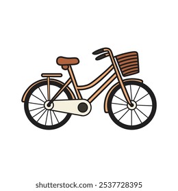 Charming Bicycle with Basket Clip Art for Designs