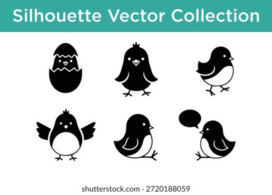 Charmante Vogel-Silhouette-Kollektion einzeln auf weißem Hintergrund