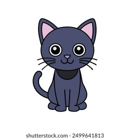 Charming black cat vector illustration, perfect for cartoons, clipart, and line art designs