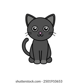 Charming black cat vector illustration, perfect for cartoons, clipart, and line art designs
