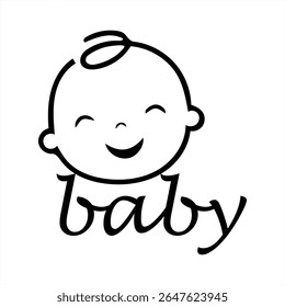 Um charmoso design de logotipo de bebê preto e branco evocando simplicidade, inocência e a essência alegre das lembranças da primeira infância