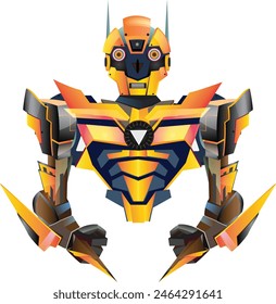 A charming blend of technology and nature, this yellow and black robot captivates with its playful design, evoking a sense of adventure and fun.
