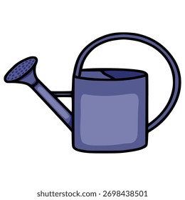 Una encantadora Ilustración vectorial de regadera azul con un estilizado pico y mango, perfecta para jardinería o temas domésticos.