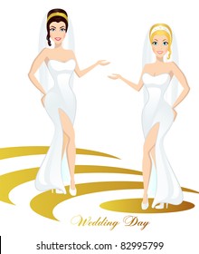charming brides on the white backround