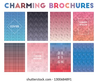 Charming brochures featuring adorable geometric patterns and fine vector illustrations.