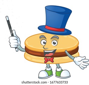 Charming brown alfajor cartoon design performance as a Magician style