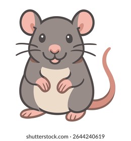 Charming brown mouse with a soft cream belly and pink details, illustrated in a kawaii cartoon style. Great for stickers, kids’ designs, or character assets.

