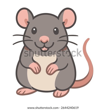 Charming brown mouse with a soft cream belly and pink details, illustrated in a kawaii cartoon style. Great for stickers, kids’ designs, or character assets.

