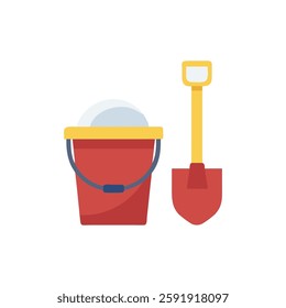 Charming bucket and spade icon designed for kids.