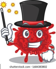 Charming buldecovirus cartoon design performance as a Magician style