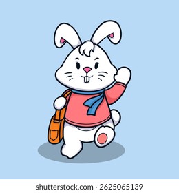 A charming bunny dressed as a student with a backpack, ideal for educational or children’s content.
