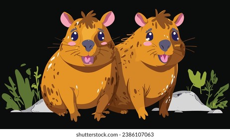 Charming Capybara cartoon, endearing features and lovable demeanor.