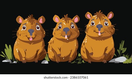 Encantadora ilustración de Capybara, sonrisa reconfortante y ojos inocentes.