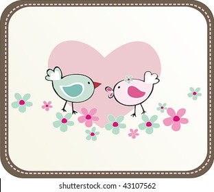 Charming Card Design With Birds