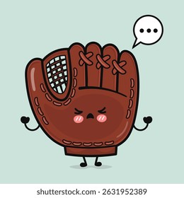 A charming cartoon Baseball Glove with a thought bubble, expressing emotions in an adorable illustration.