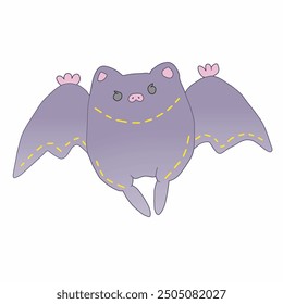 Charming cartoon bat illustration perfect for Halloween themed designs, decorations, and fun spooky events. Features a playful and whimsical character ideal for festive uses.