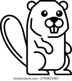 A charming cartoon beaver character depicted in a simple, clean line art style. Perfect for educational or playful content.