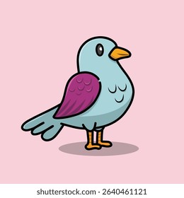 Charming Cartoon Bird with Playful Expression and Bright Colors