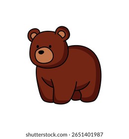 Charming cartoon brown bear suitable for children’s books or illustrations. This cute character portrays a friendly and playful essence, perfect for educational content.
