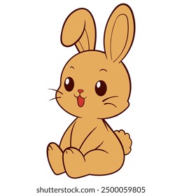 Charming Cartoon Bunny in Sitting Pose Illustration