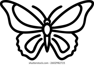 Charming cartoon butterfly with artistic wing markings in a hand drawn style for kids books, stickers, and decor
