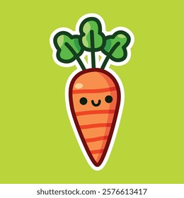 A charming cartoon carrot with a happy expression. Great for food-related designs, kids’ art, or health-conscious branding.