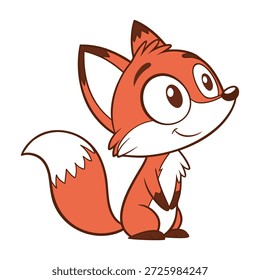 Um charmoso personagem de desenho animado de uma raposa vermelha com olhos grandes