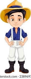 A charming cartoon character wearing a hat, isolated in a vector illustration