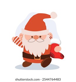 Charming cartoon Christmas gnome illustration. Holiday Cartoon Gnome for Christmas